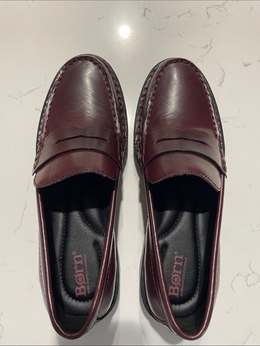 Born Women’s Burgundy Leather Penny Loafers - Picture 2 of 8